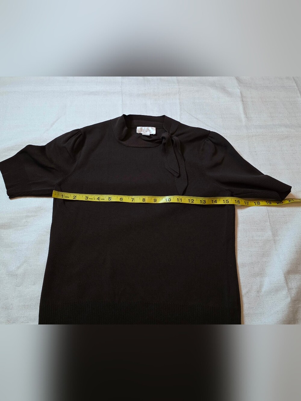 LOFT Brown Short Sleeve Mock Neck Tie Sweater Knit Top Size Small Dark Academia - Picture 3 of 9